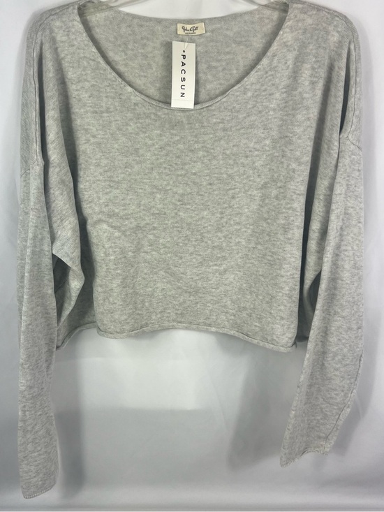 PacSun Tops - PacSun Light Gray Cropped Scoop Neck Long Sleeve Top